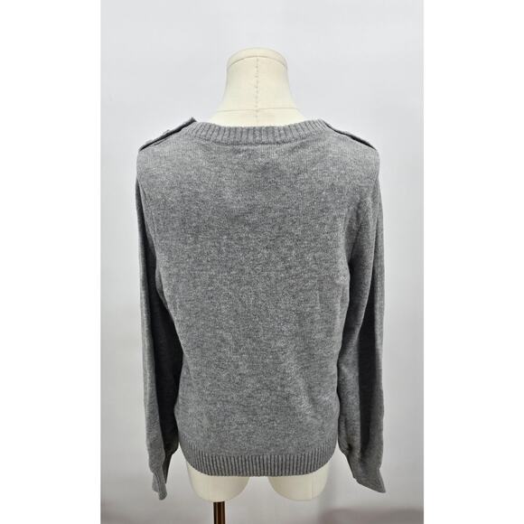 J Crew Grey Lambs Wool Jewel Embelished Sweater - Picture 3 of 6